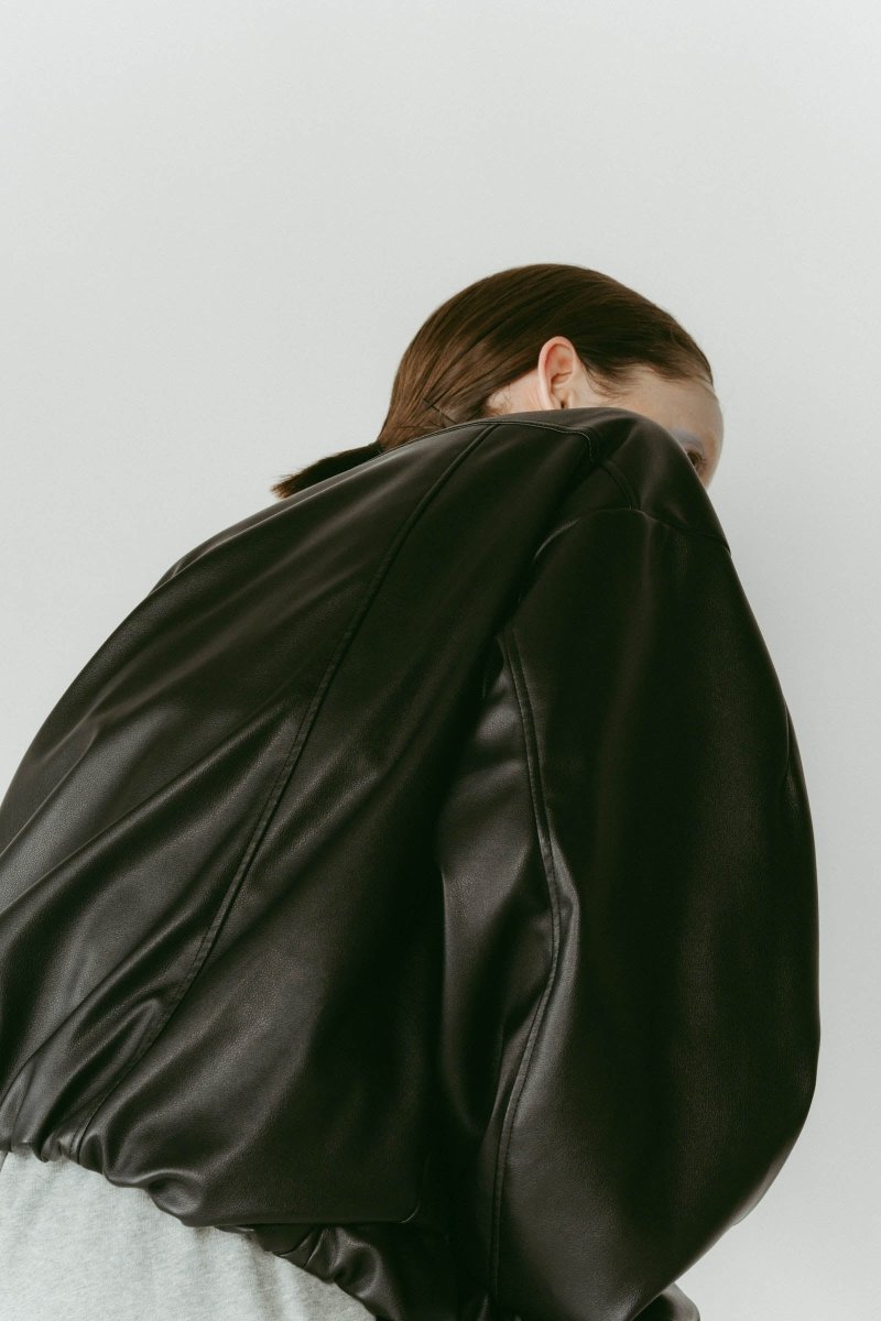 voluminous leather jacket(unisex)/black - KNUTH MARF