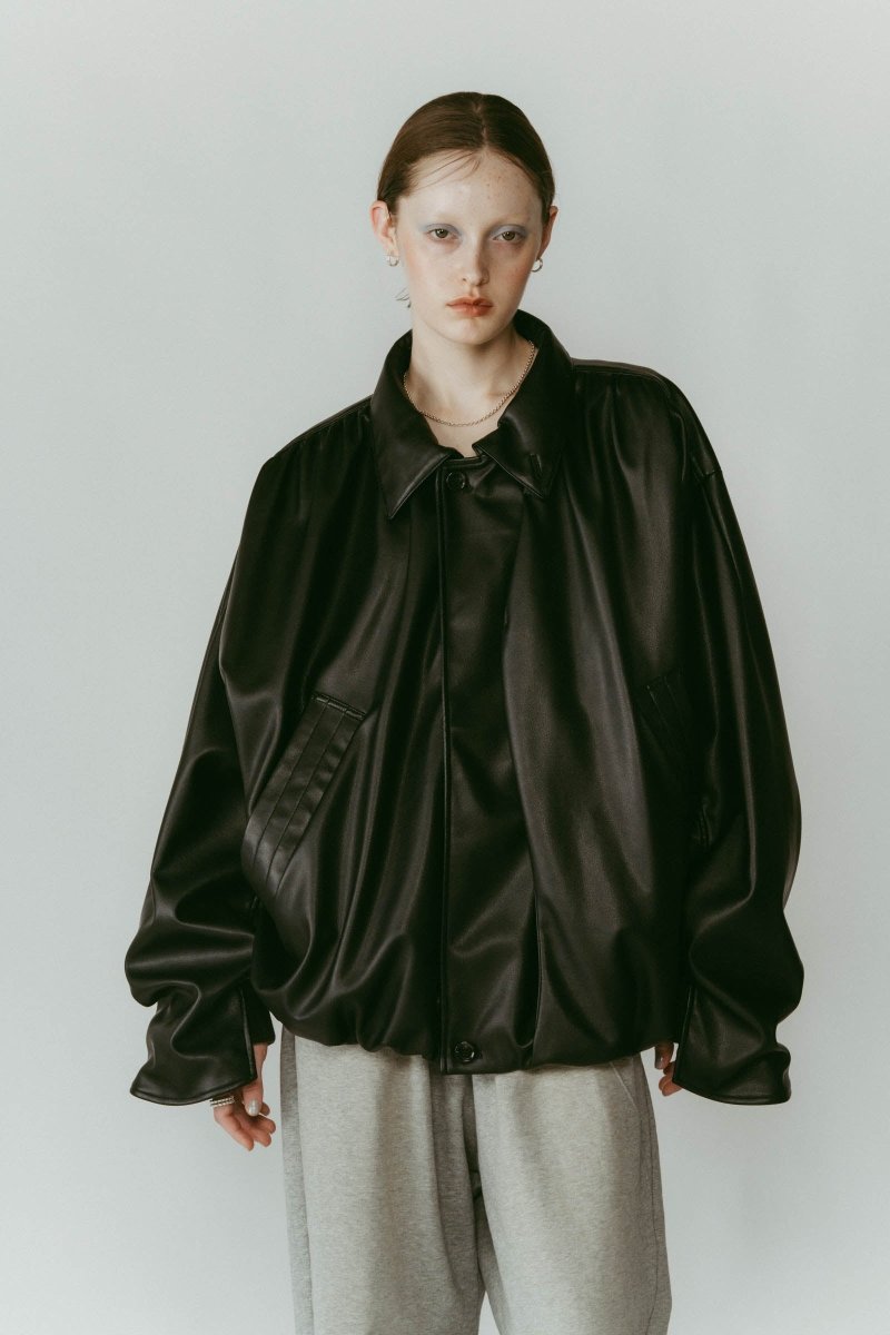 voluminous leather jacket(unisex)/black - KNUTH MARF