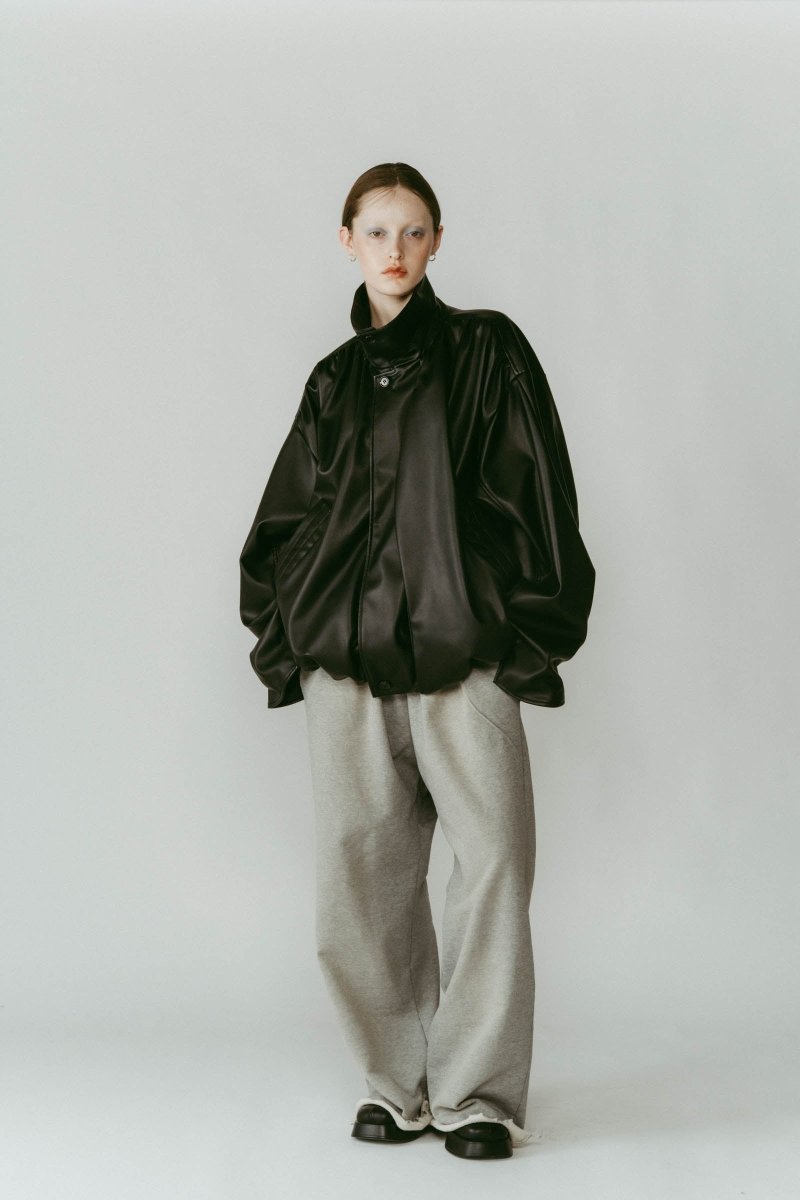 voluminous leather jacket(unisex)/black - KNUTH MARF