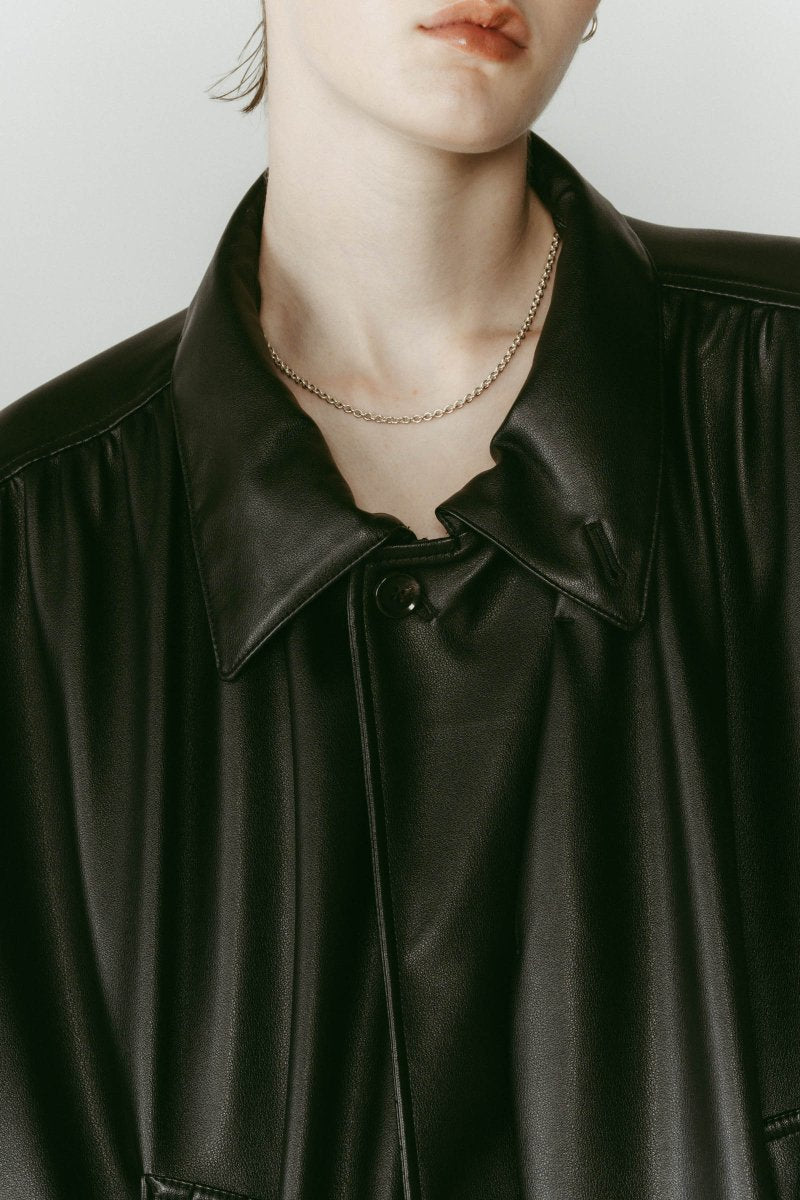 voluminous leather jacket(unisex)/black - KNUTH MARF