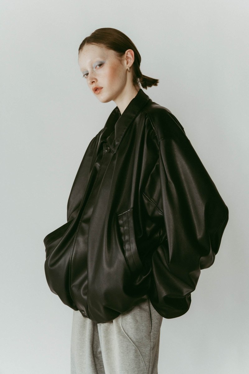voluminous leather jacket(unisex)/black - KNUTH MARF