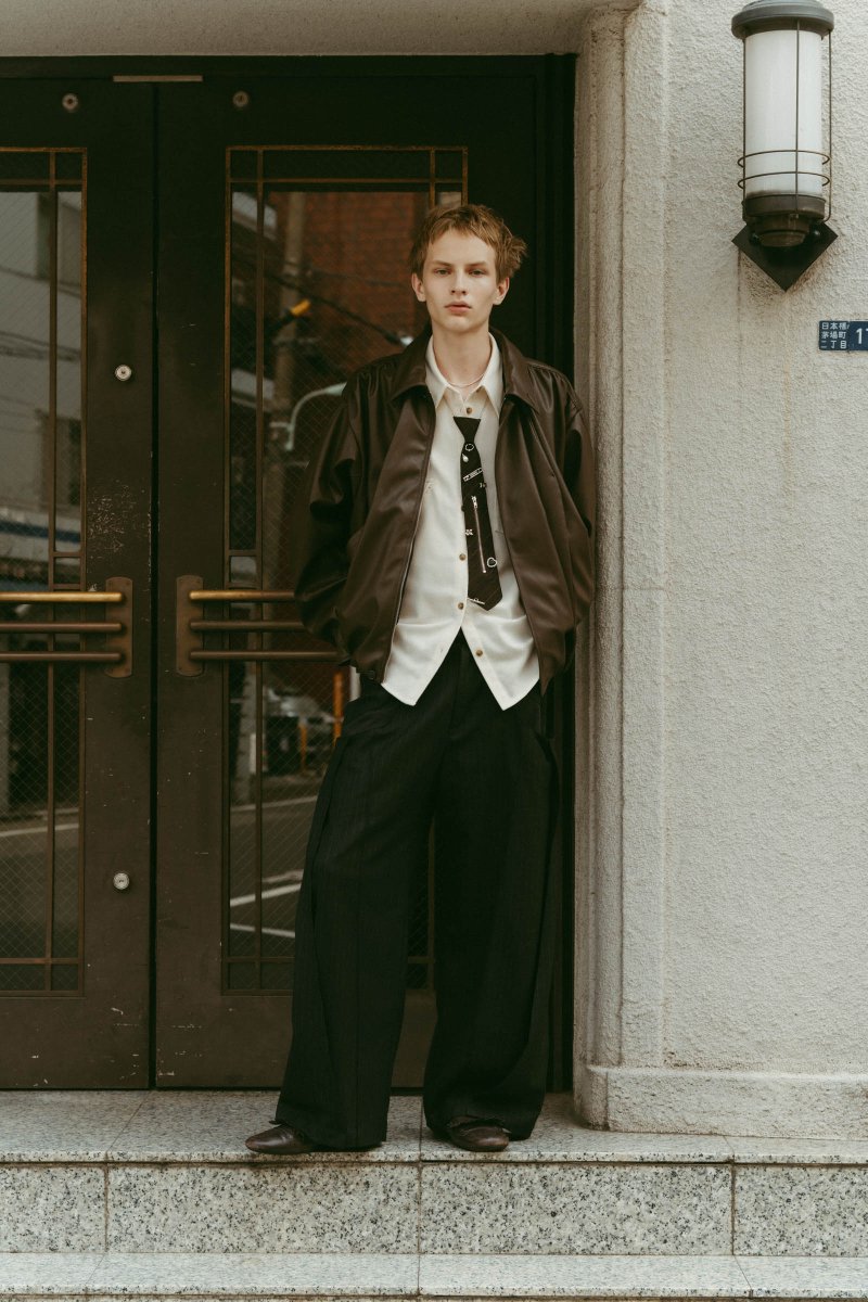 voluminous leather jacket(unisex)/brown - KNUTH MARF