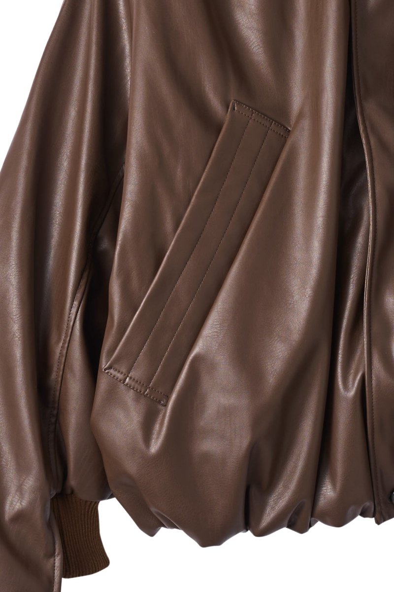 voluminous leather jacket(unisex)/brown - KNUTH MARF