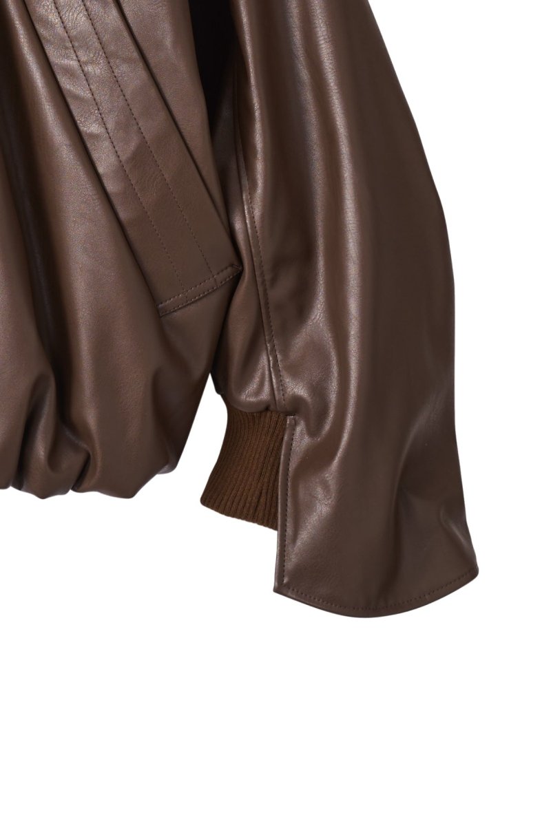 voluminous leather jacket(unisex)/brown - KNUTH MARF