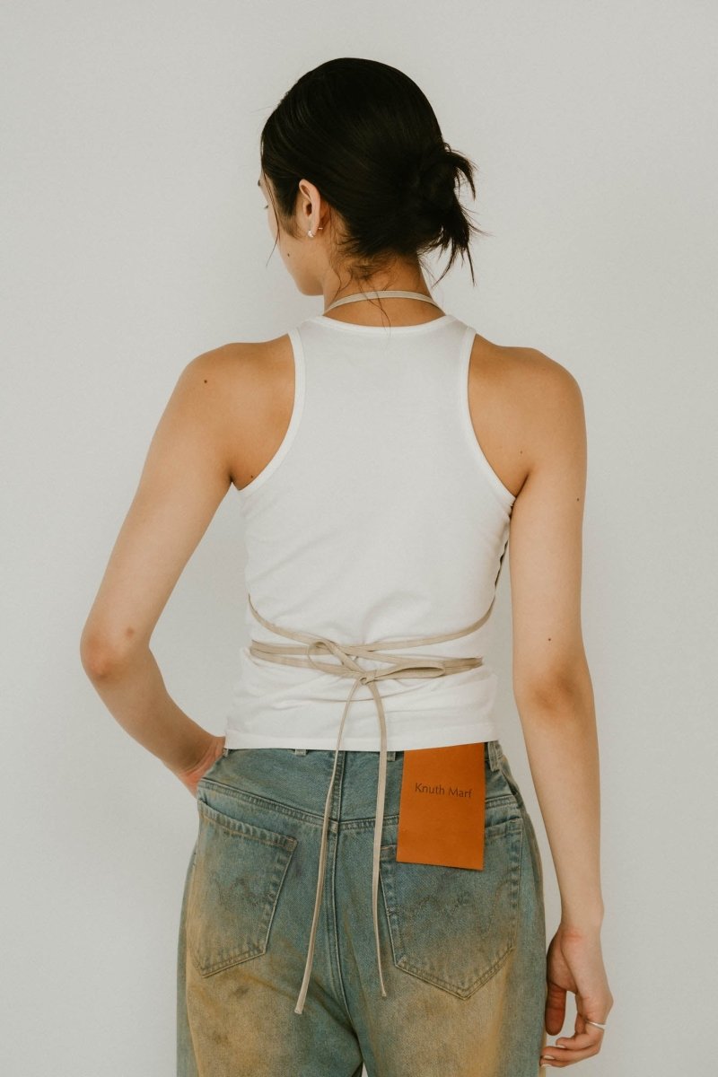 wrap leather bustier/2color - KNUTH MARF
