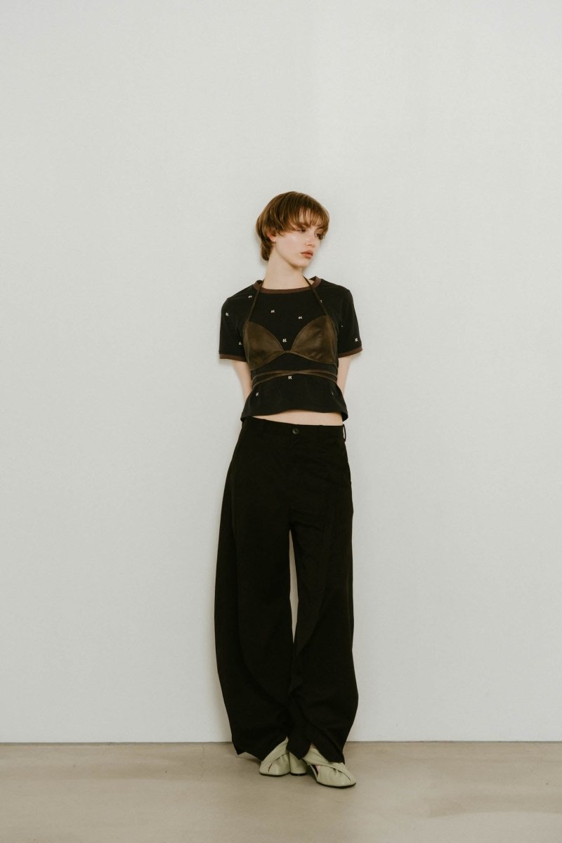 wrap leather bustier/2color - KNUTH MARF
