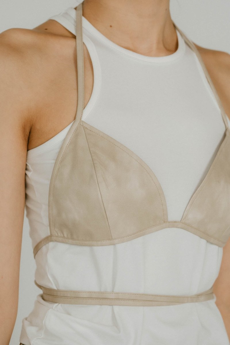 wrap leather bustier/2color - KNUTH MARF