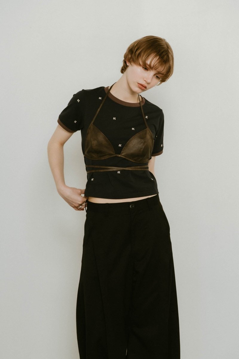 wrap leather bustier/2color - KNUTH MARF