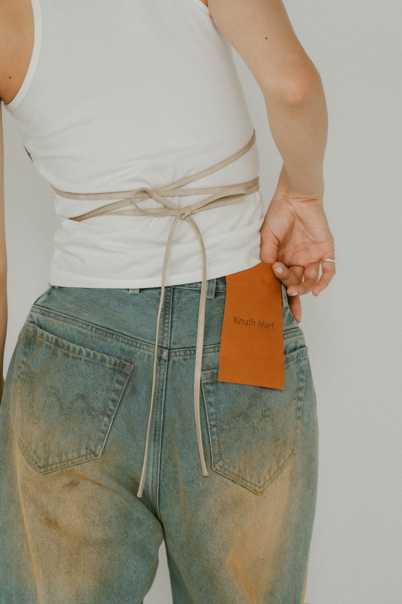 wrap leather bustier/2color - KNUTH MARF