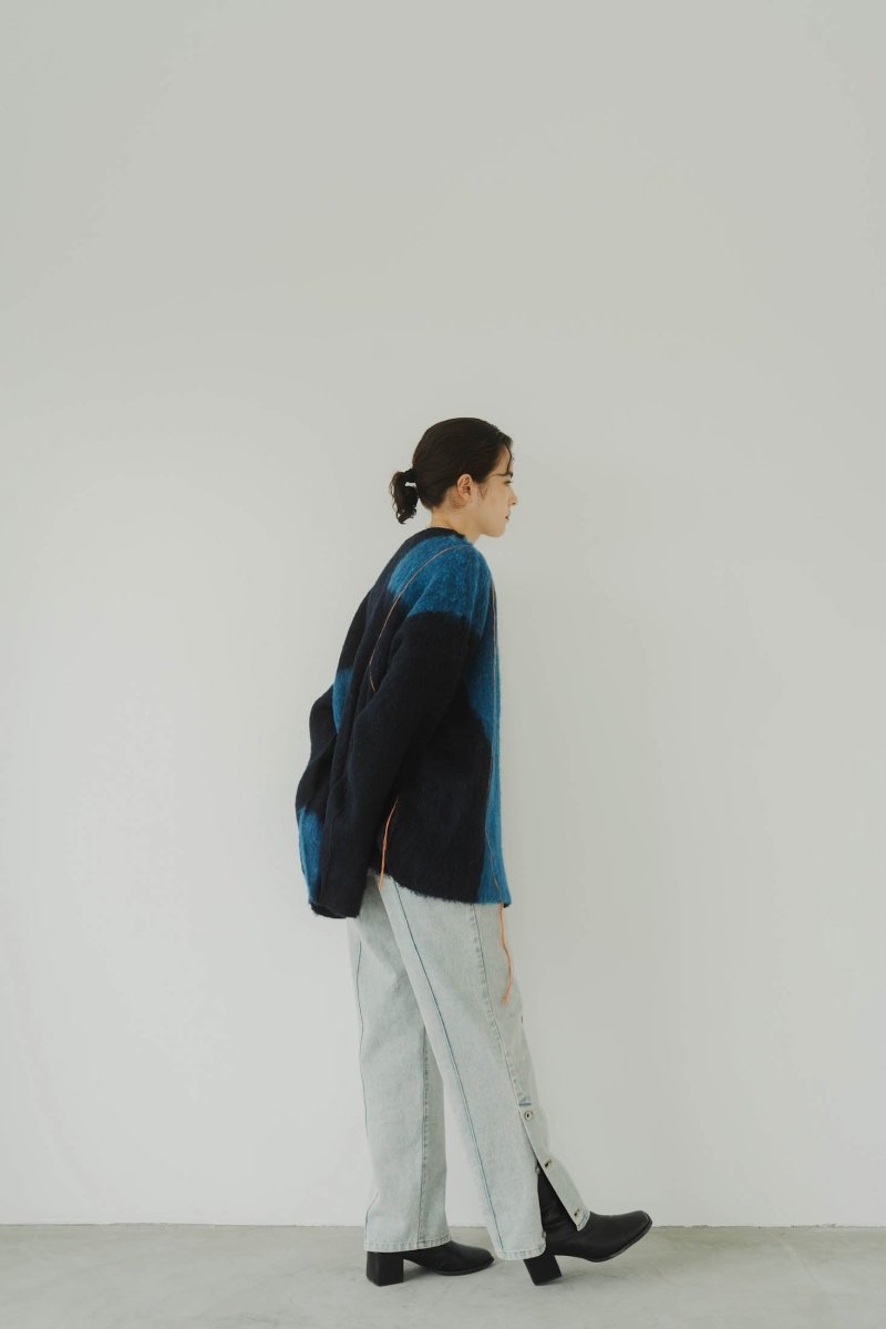 【11/6~出荷】accent mohair cardigan(unisex)/navyblue/MAN - KNUTH MARF