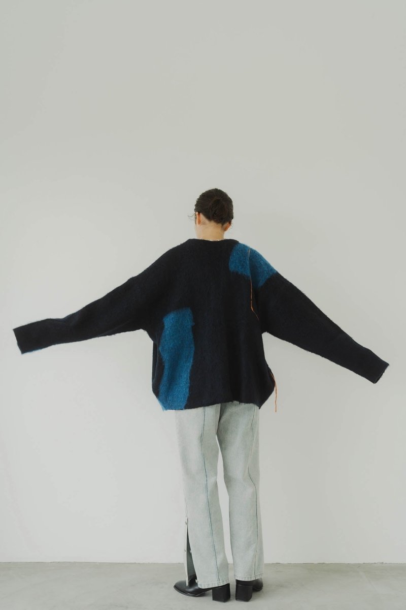 【11/6~出荷】accent mohair cardigan(unisex)/navyblue/MAN - KNUTH MARF