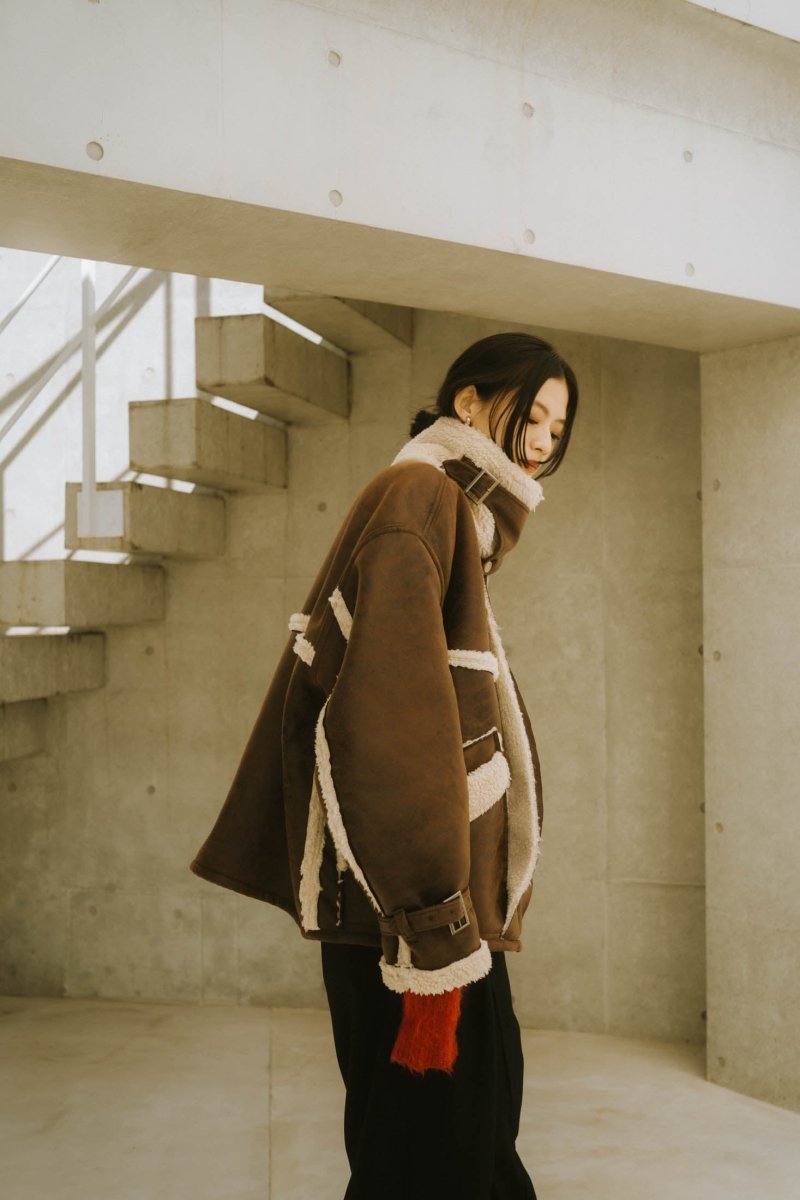 【12/20~出荷】reversible mouton jacket(unisex)/beige - KNUTH MARF
