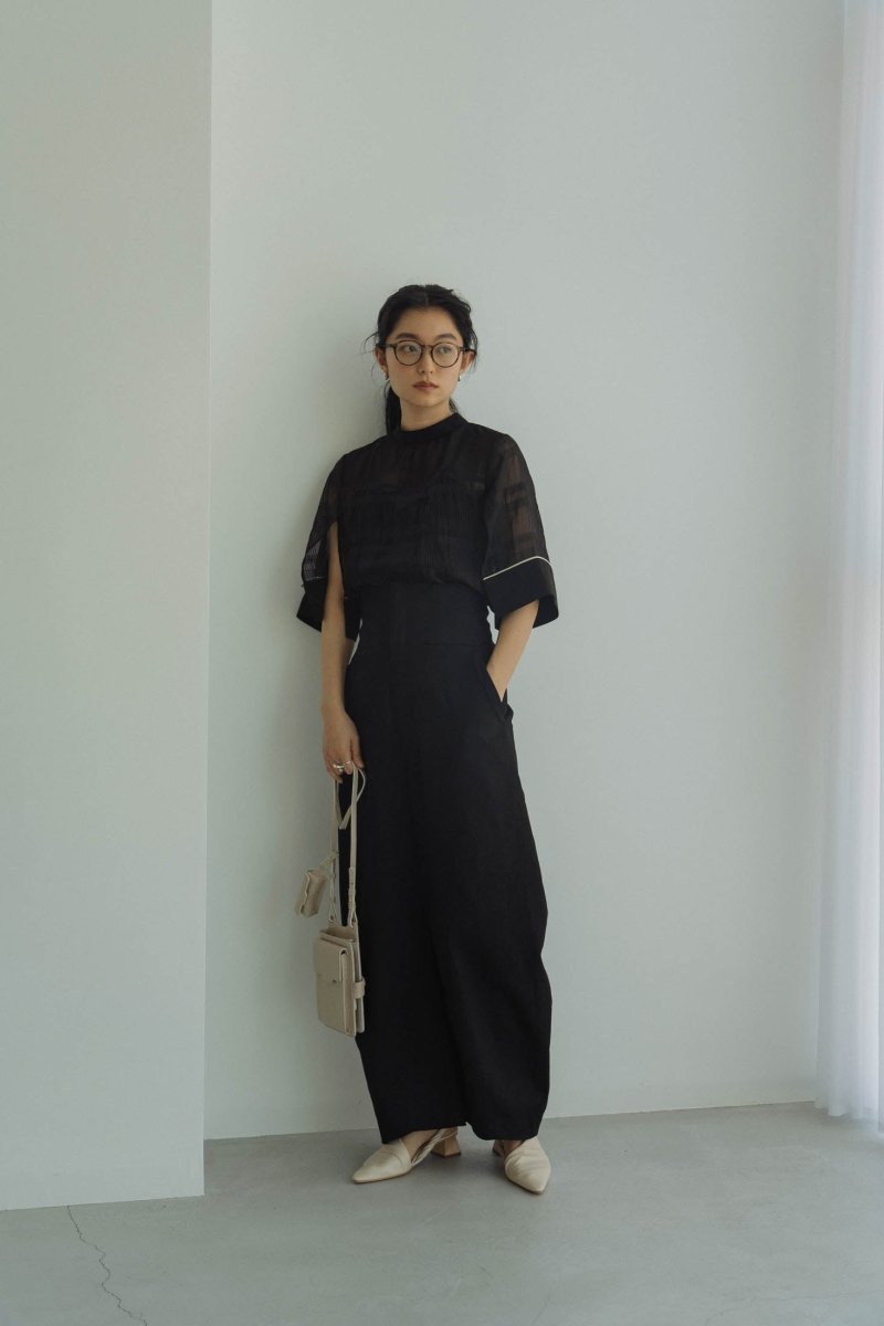2way sheer checked tops/black - KNUTH MARF
