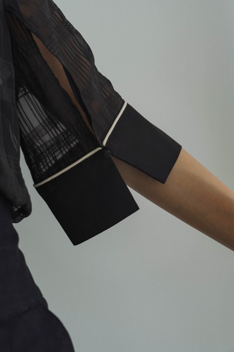2way sheer checked tops/black - KNUTH MARF