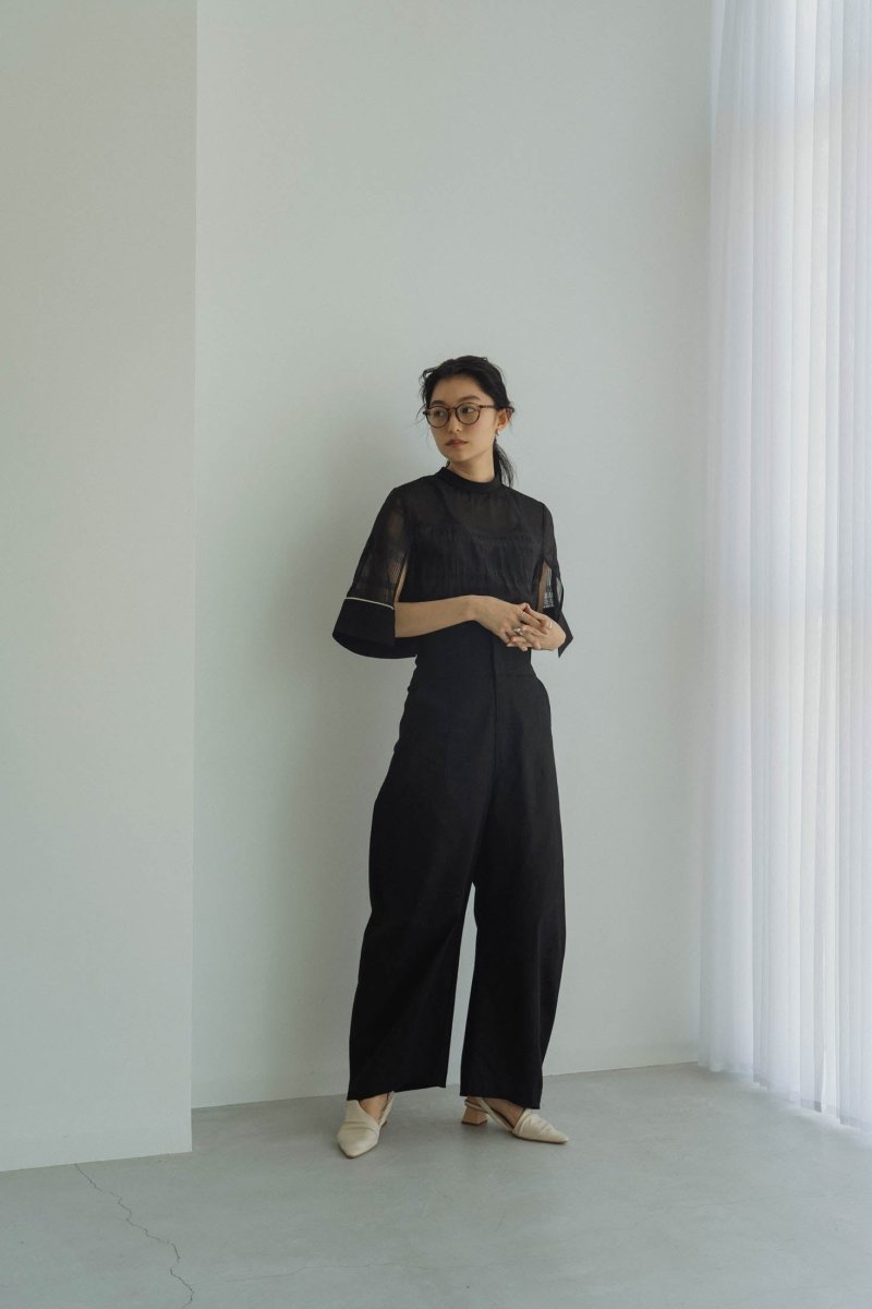 2way sheer checked tops/black - KNUTH MARF