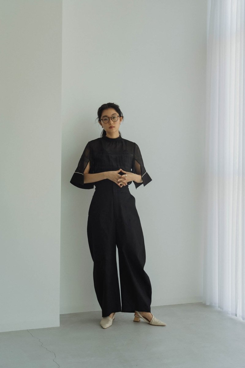 2way sheer checked tops/black - KNUTH MARF