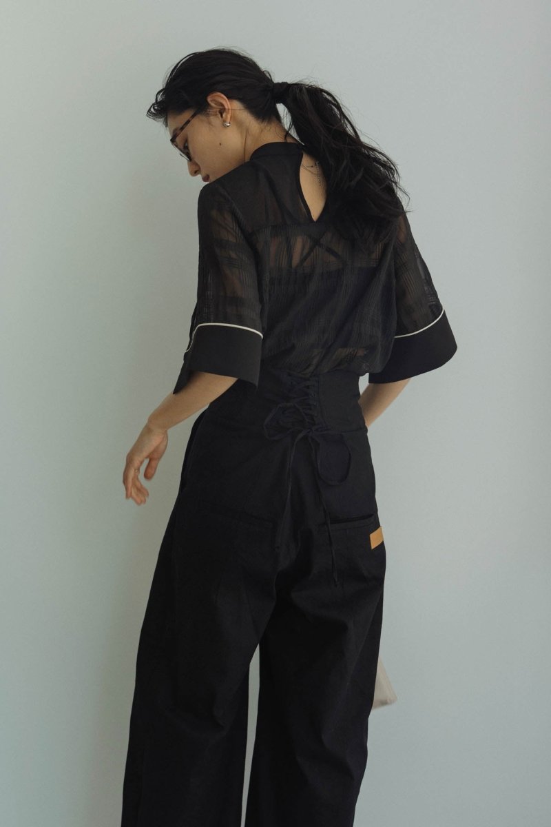 2way sheer checked tops/black - KNUTH MARF