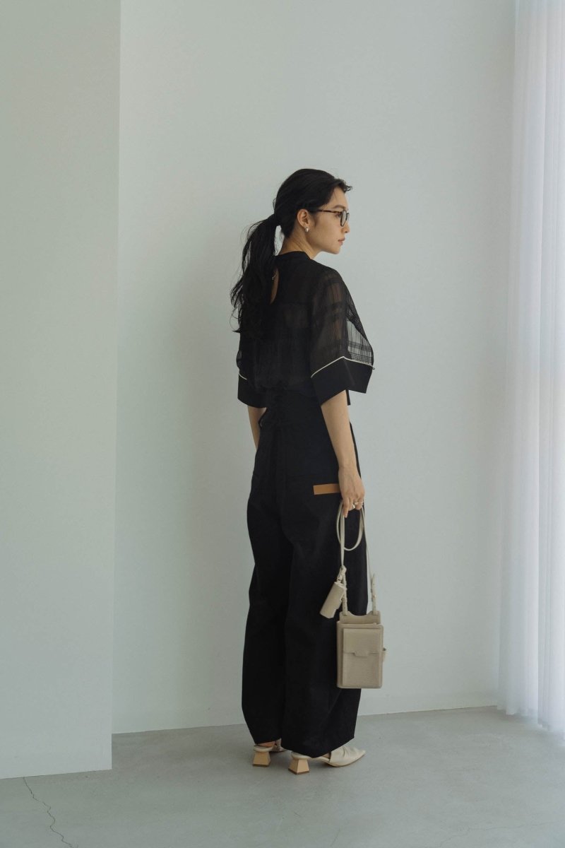 2way sheer checked tops/black - KNUTH MARF