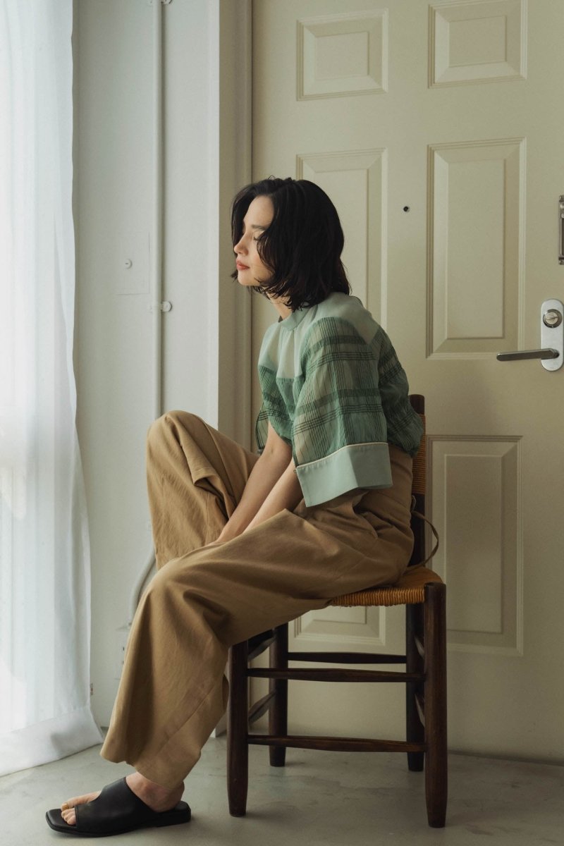 2way sheer checked tops/green - KNUTH MARF