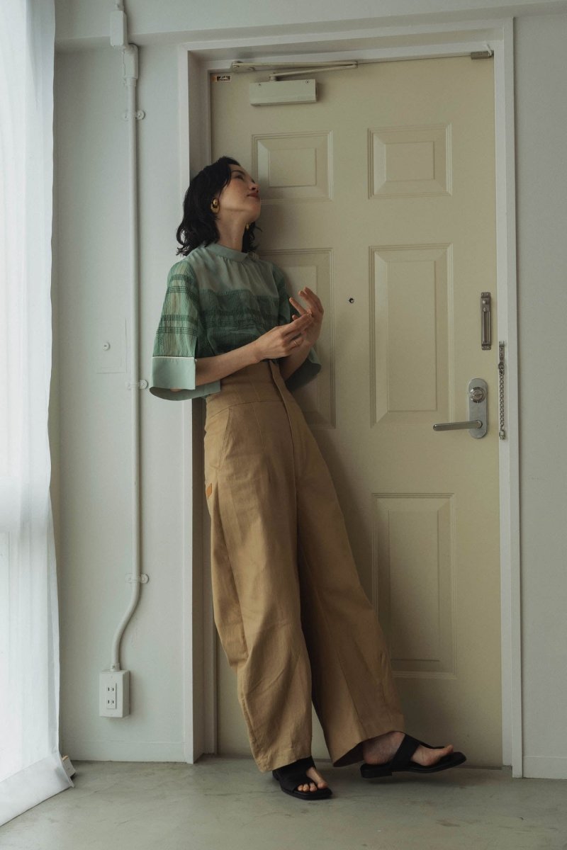 2way sheer checked tops/green - KNUTH MARF