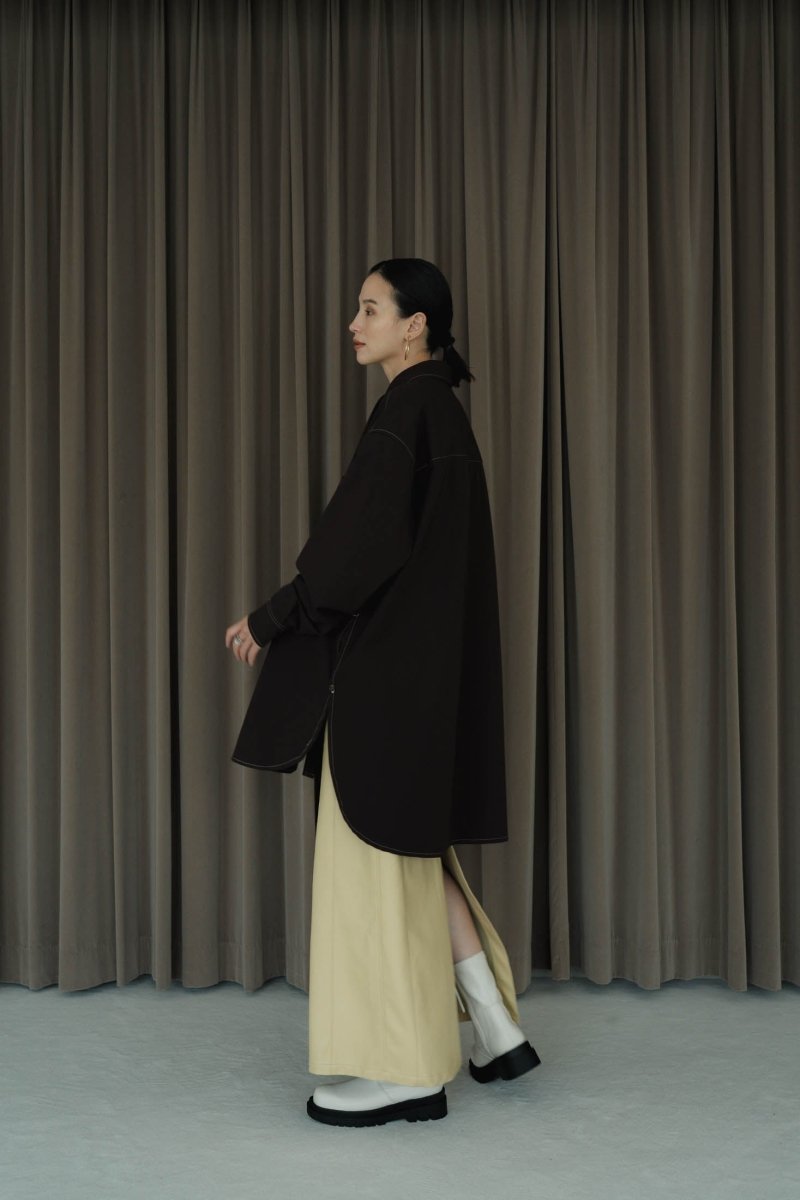 2way slit long shirt/brown - KNUTH MARF