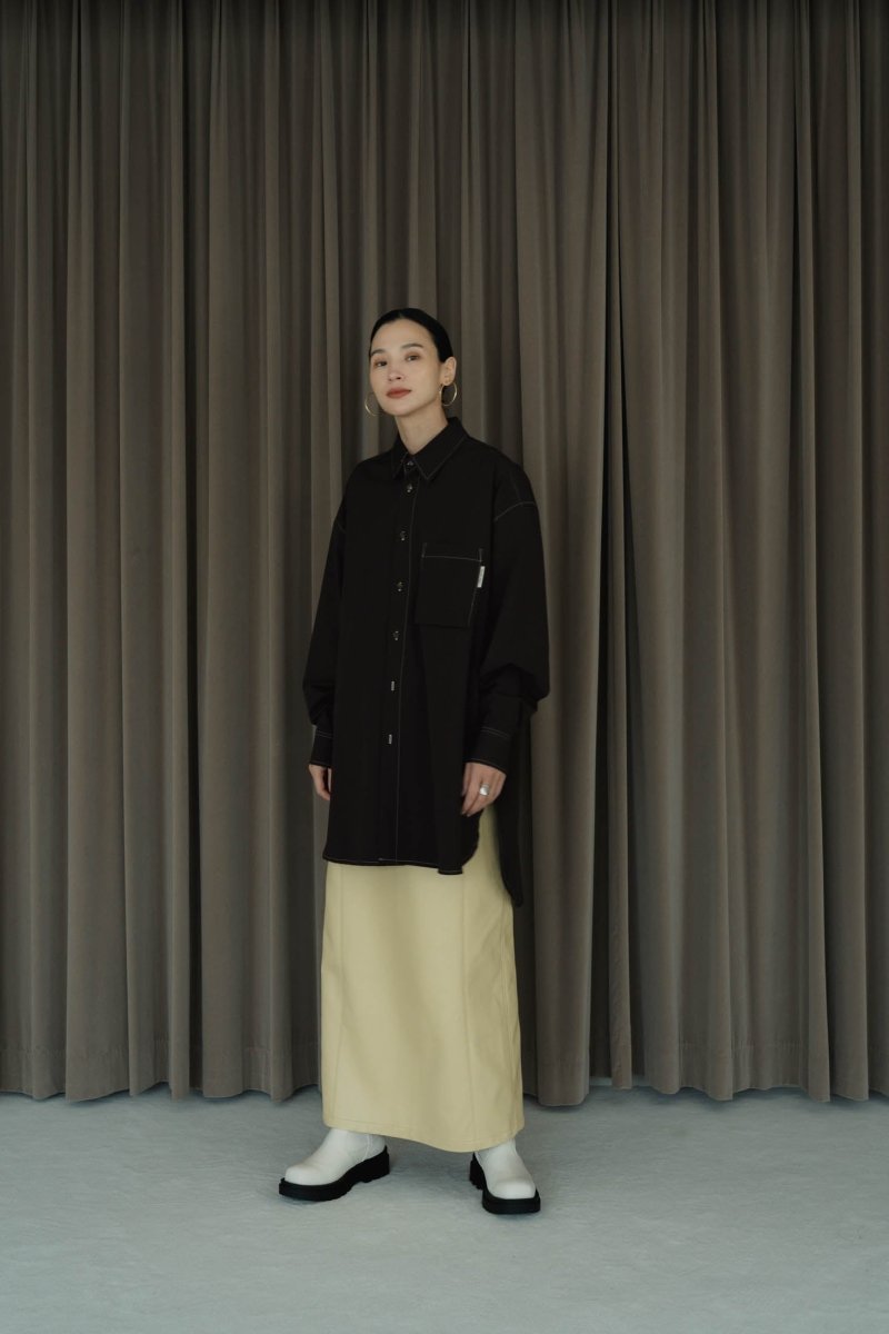 2way slit long shirt/brown - KNUTH MARF