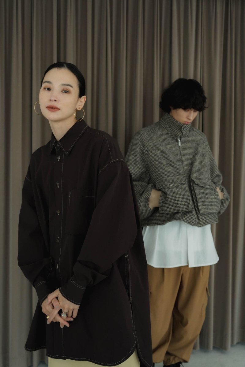 2way slit long shirt/brown - KNUTH MARF