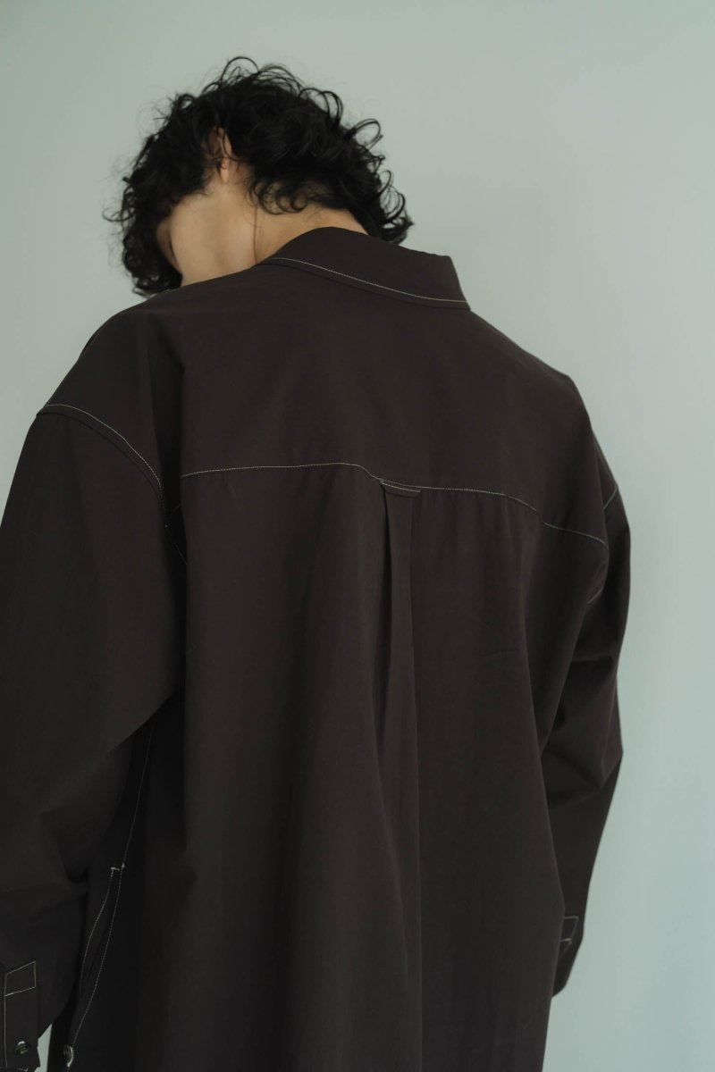 2way slit long shirt/brown - KNUTH MARF