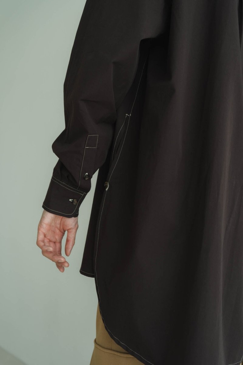 2way slit long shirt/brown - KNUTH MARF