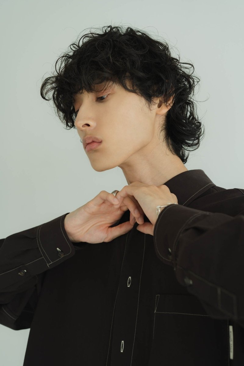 2way slit long shirt/brown - KNUTH MARF