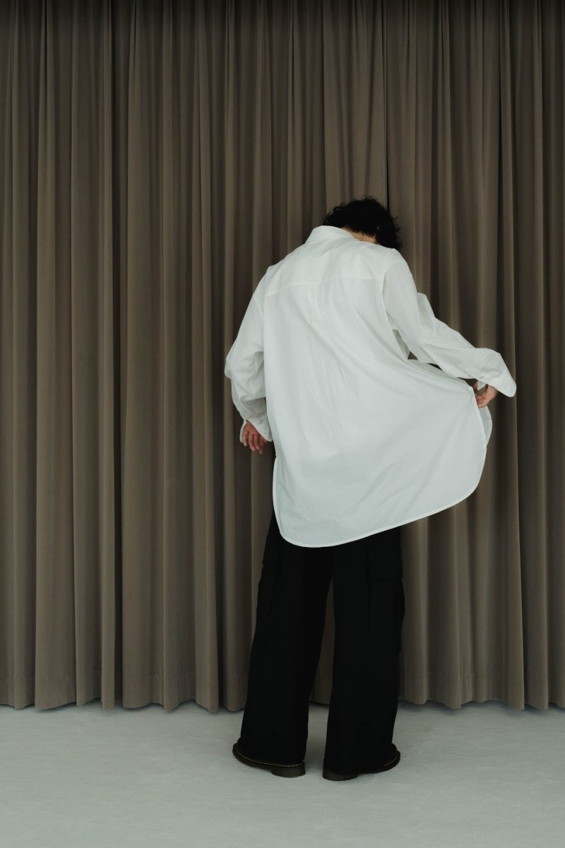 2way slit long shirt/white - KNUTH MARF