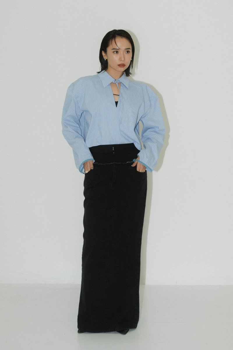 2way stripe volume shirt/stripeblue - KNUTH MARF