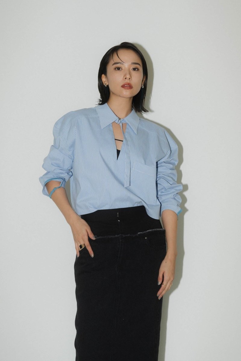 2way stripe volume shirt/stripeblue - KNUTH MARF