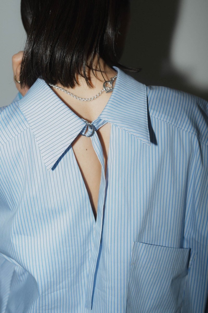2way stripe volume shirt/stripeblue - KNUTH MARF