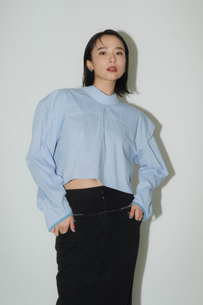 2way stripe volume shirt/stripeblue - KNUTH MARF