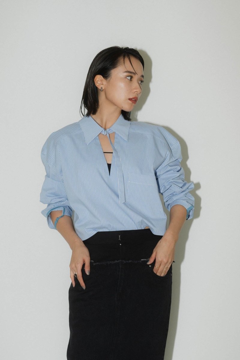 2way stripe volume shirt/stripeblue - KNUTH MARF