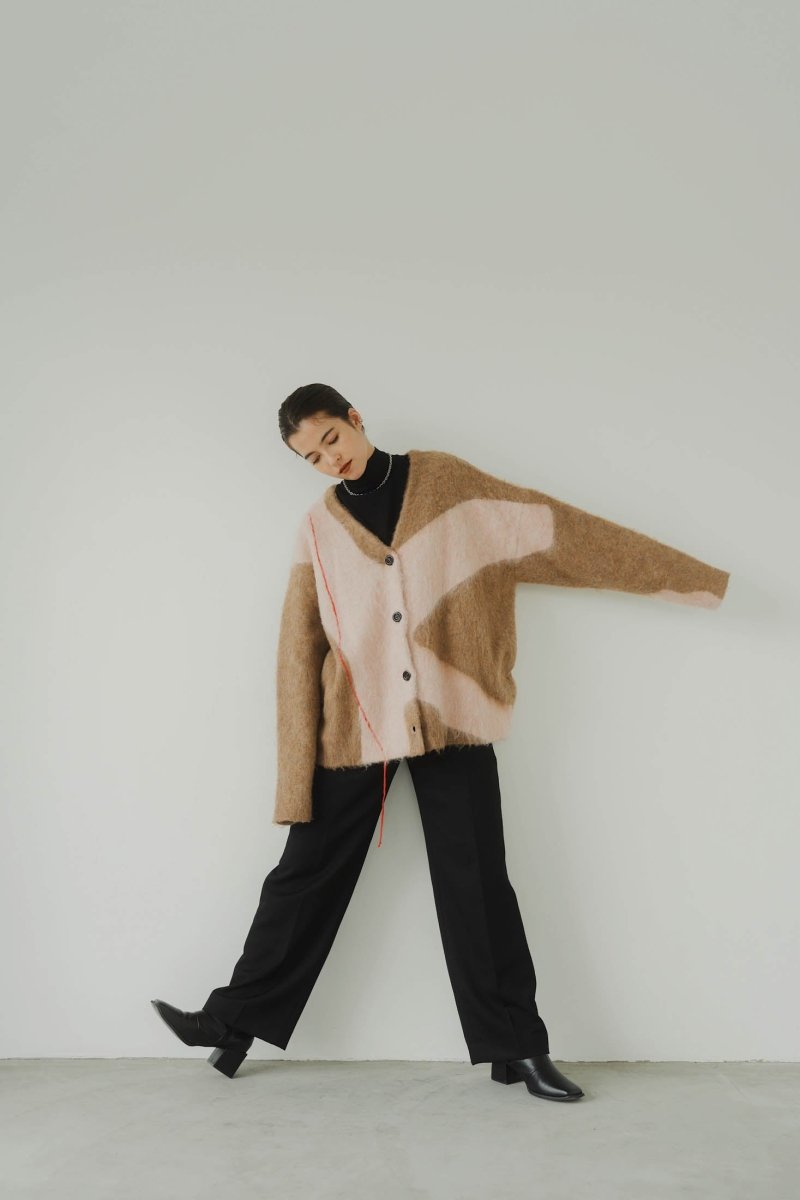 accent mohair cardigan(unisex)/beigepink - KNUTH MARF