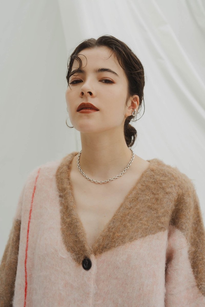 accent mohair cardigan(unisex)/beigepink - KNUTH MARF