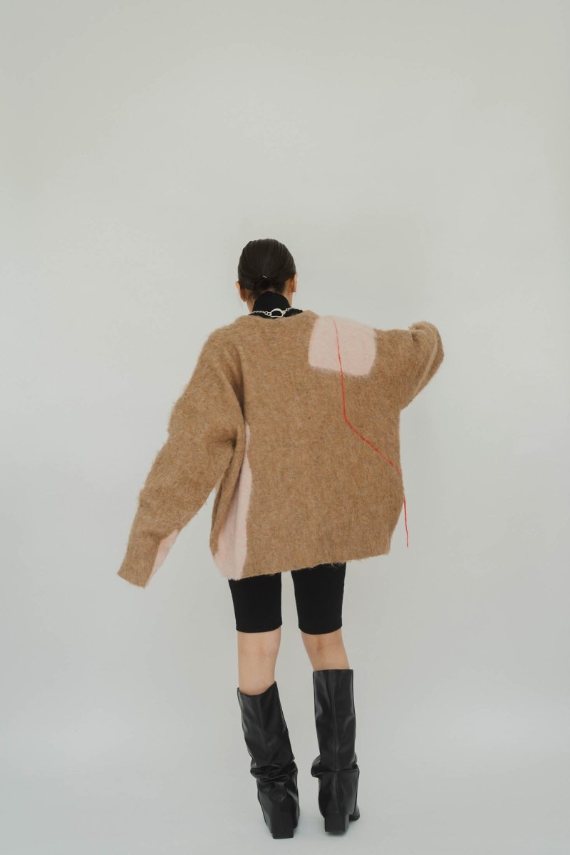 accent mohair cardigan(unisex)/beigepink - KNUTH MARF