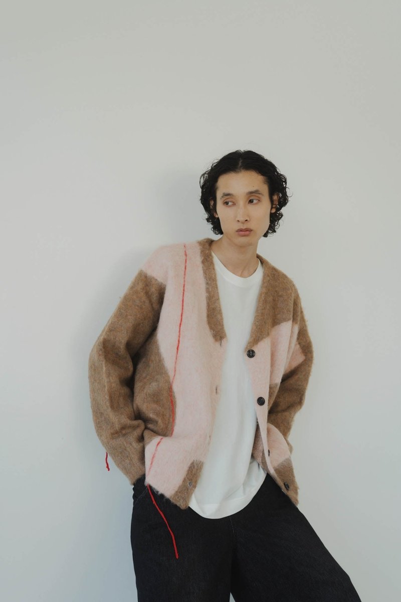 accent mohair cardigan(unisex)/beigepink - KNUTH MARF