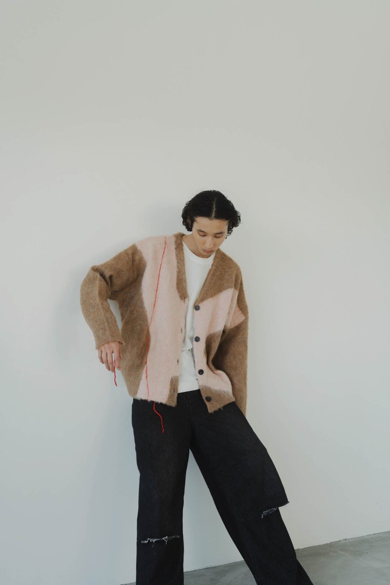 accent mohair cardigan(unisex)/beigepink - KNUTH MARF