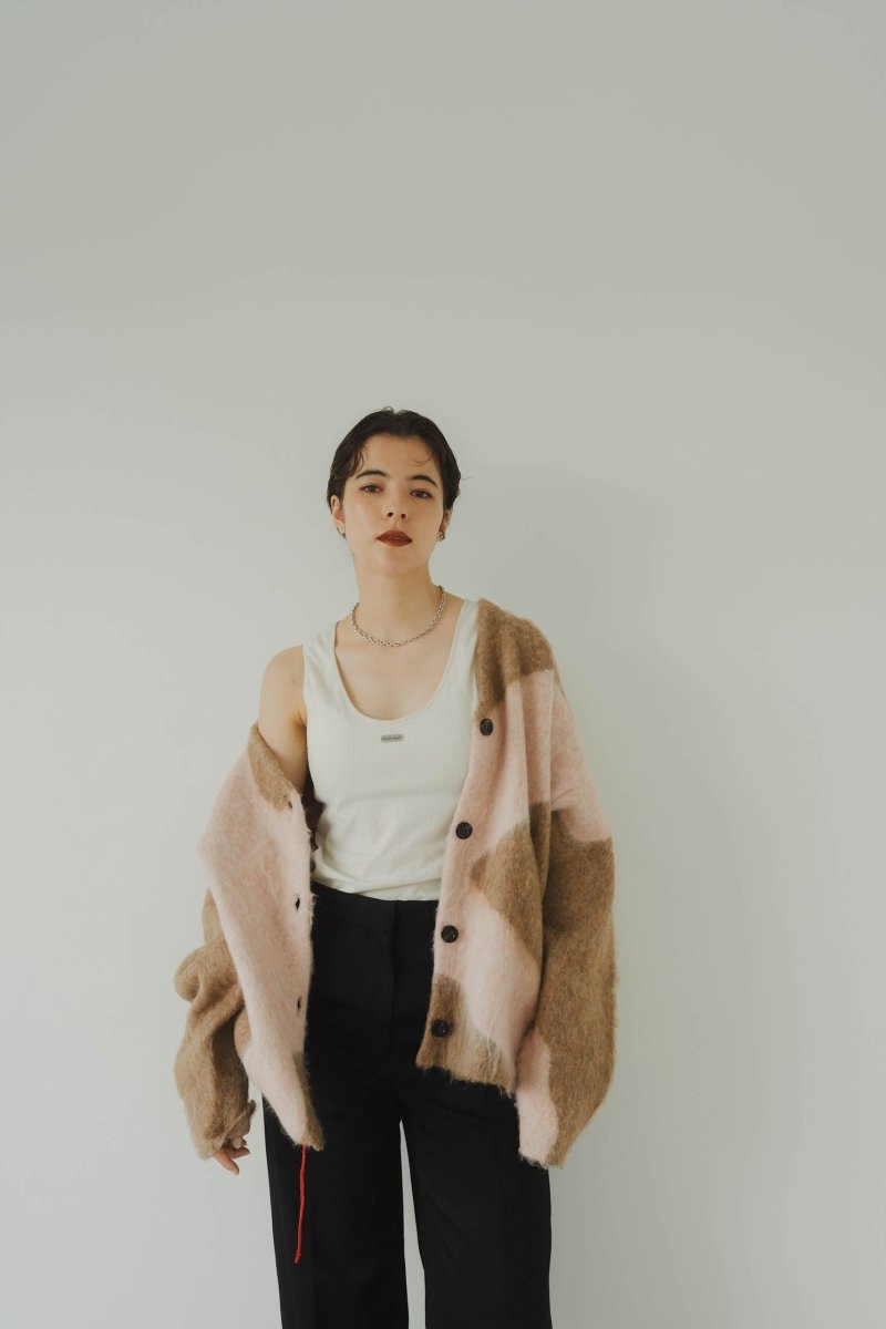accent mohair cardigan(unisex)/beigepink - KNUTH MARF