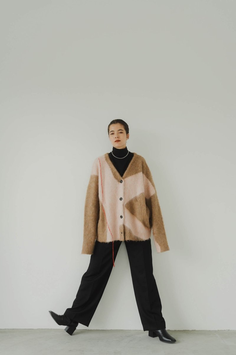 accent mohair cardigan(unisex)/beigepink - KNUTH MARF
