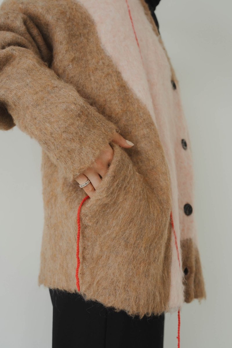 accent mohair cardigan(unisex)/beigepink - KNUTH MARF