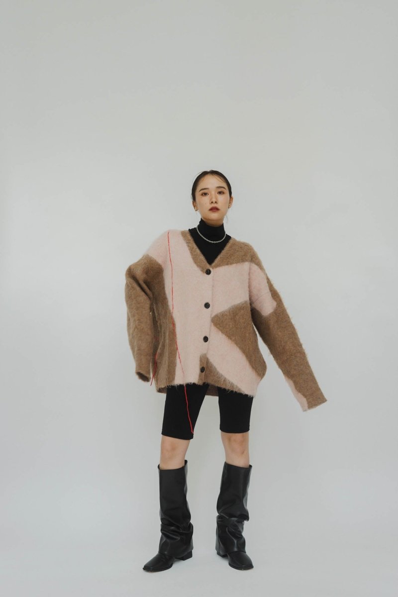accent mohair cardigan(unisex)/beigepink - KNUTH MARF
