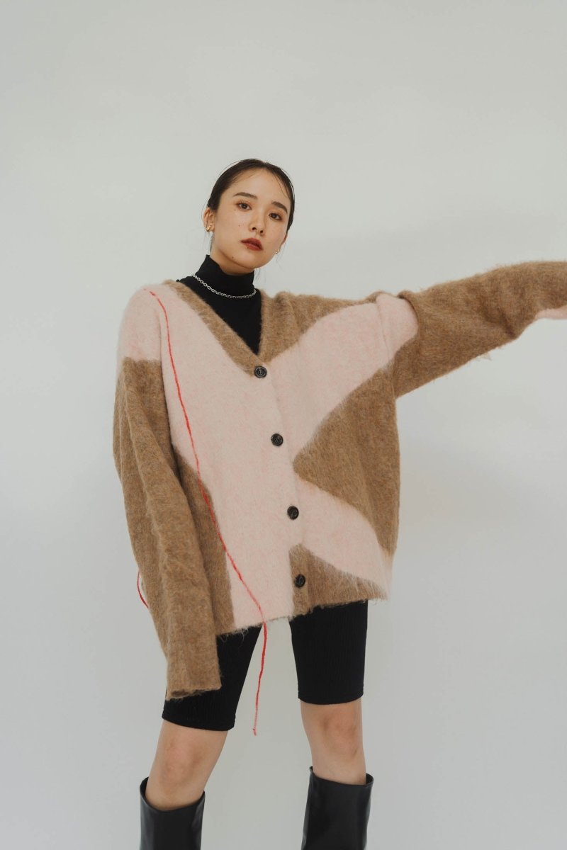 accent mohair cardigan(unisex)/beigepink - KNUTH MARF