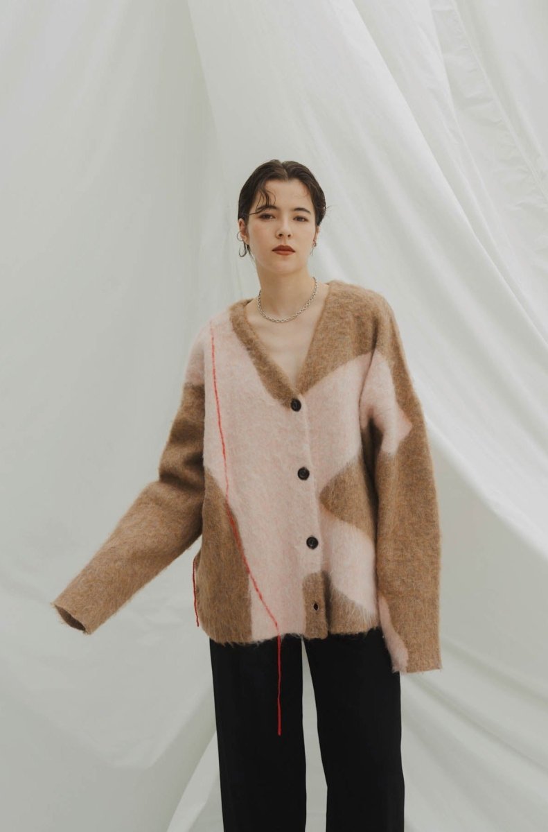 accent mohair cardigan(unisex)/beigepink - KNUTH MARF