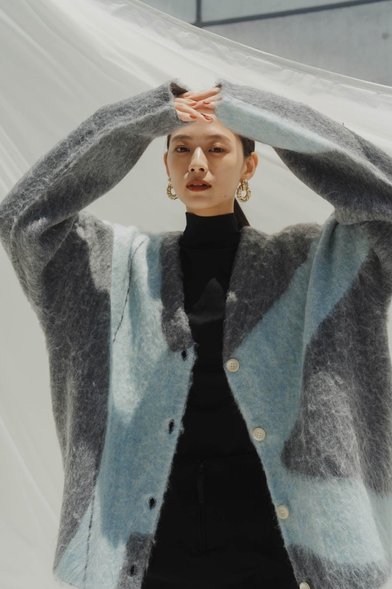 accent mohair cardigan(unisex)/graysky - KNUTH MARF
