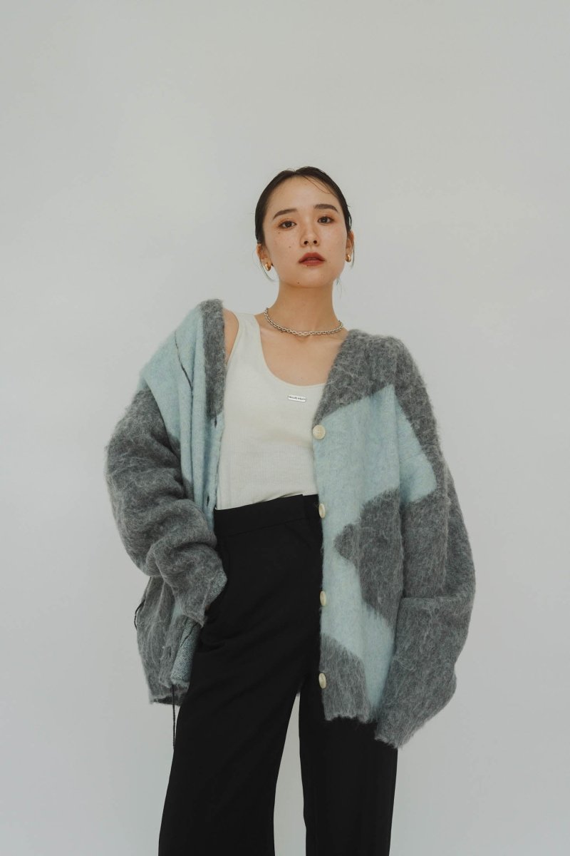 accent mohair cardigan(unisex)/graysky - KNUTH MARF