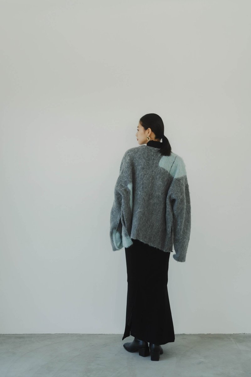 accent mohair cardigan(unisex)/graysky - KNUTH MARF